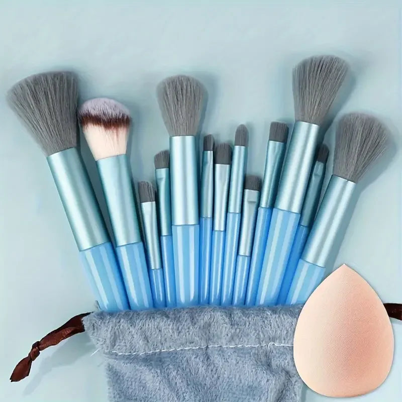 ZSRUNHUI 13-Piece Makeup Brush Set - Soft Fluffy Face & Eye Brushes for Foundation, Blush & Highlight
