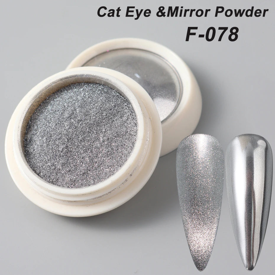 Silver Cat Eye Magnetic Chrome Powder - Moonlight Mirror Metallic Nail Pigment