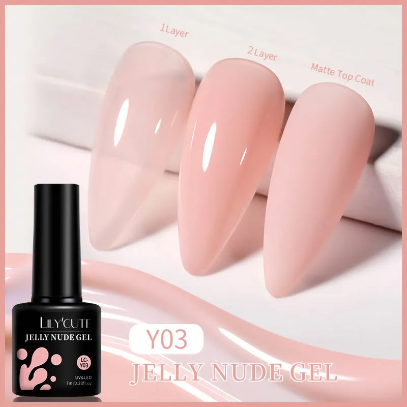 LILYCUTE 7ml Jelly Amber Dark Bloom Leopard Gel Polish - Semi-Permanent UV Nail Art