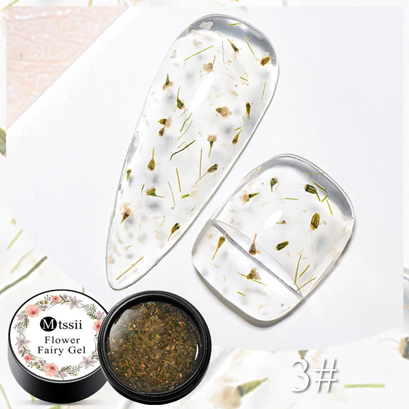 Mtssii Dried Flower Fairy Gel Nail Polish - Natural Botanical Semi-Permanent UV Art