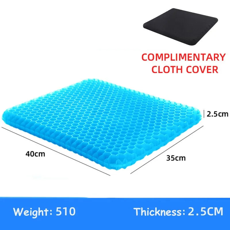 Honeycomb Gel Seat Cushion - Breathable Pressure Relief for Back, Tailbone & Office Use