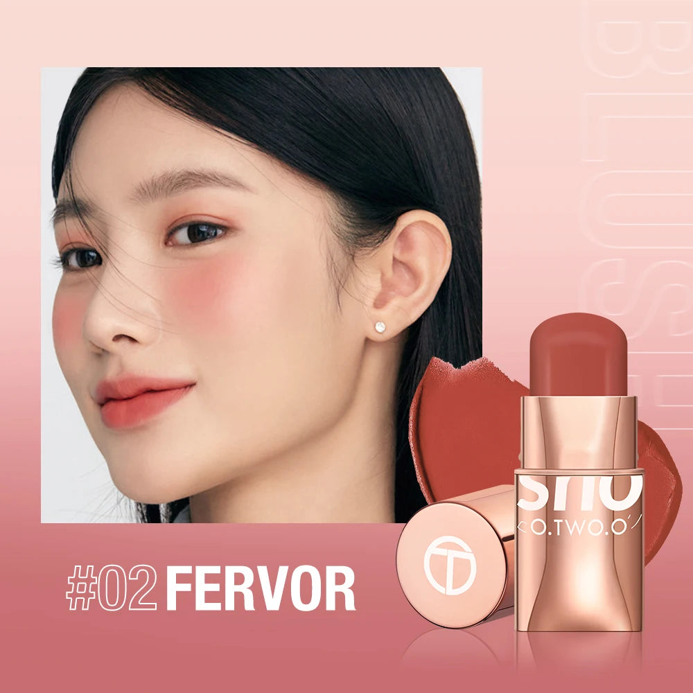 O.TWO.O High-Pigment Blush Stick - Blendable Cream for Lips, Cheeks & Eyes