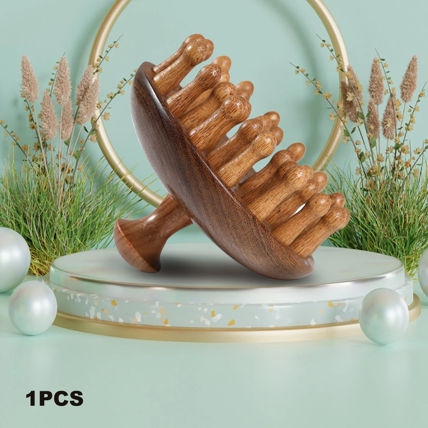 Sandalwood Meridian Scalp Massage Comb - Anti-Static Guasha Tool for Full Body