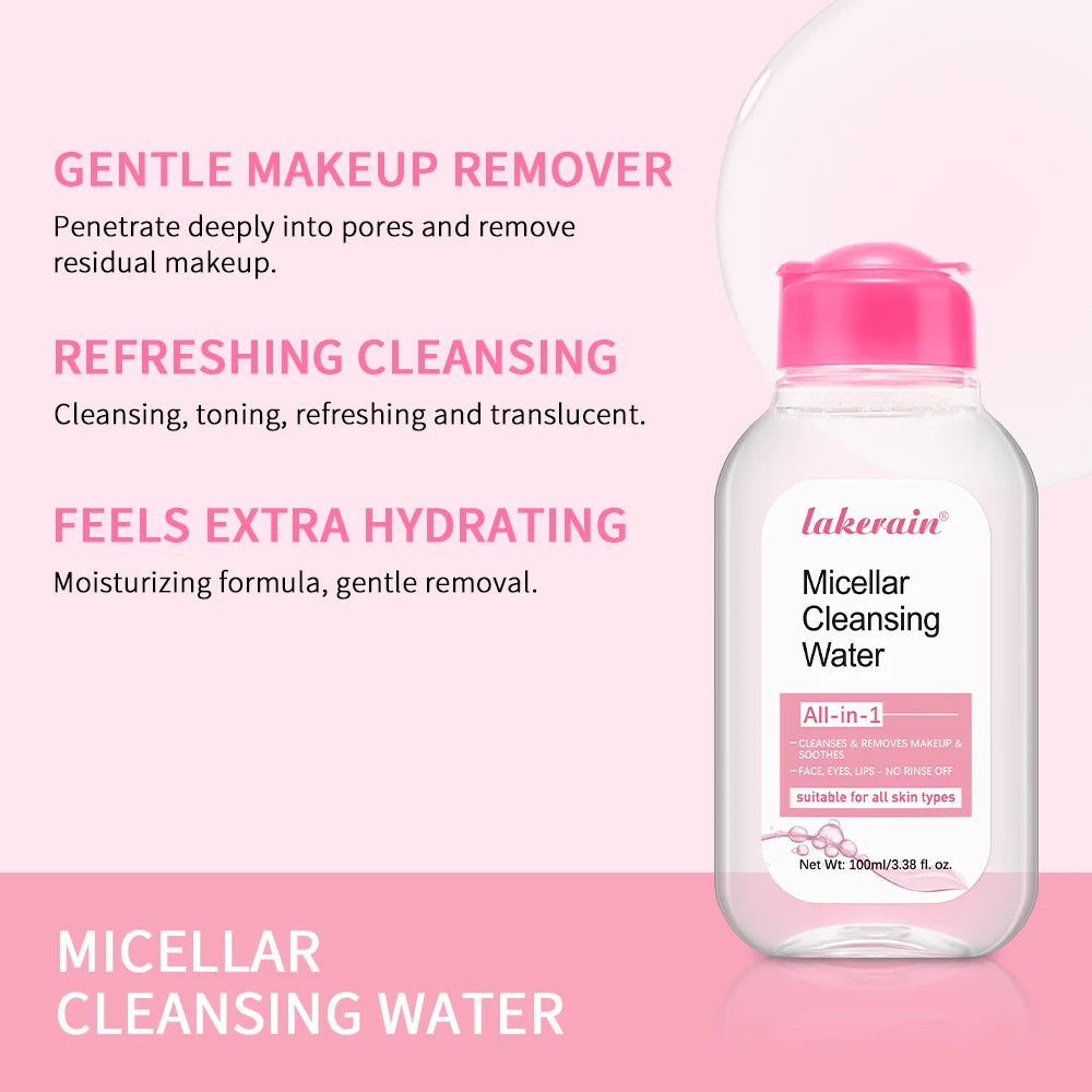 Micellar Water Hydrating Facial Cleanser 100ml - Deep Makeup Remover & Refreshing Cleanse