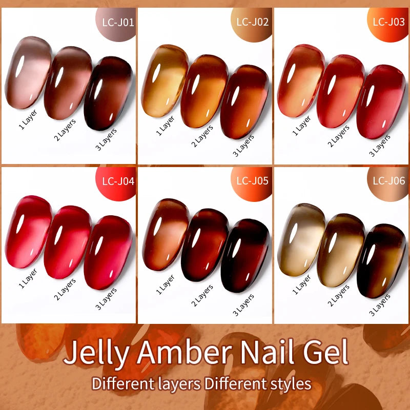 LILYCUTE 7ml Jelly Amber Dark Bloom Leopard Gel Polish - Semi-Permanent UV Nail Art