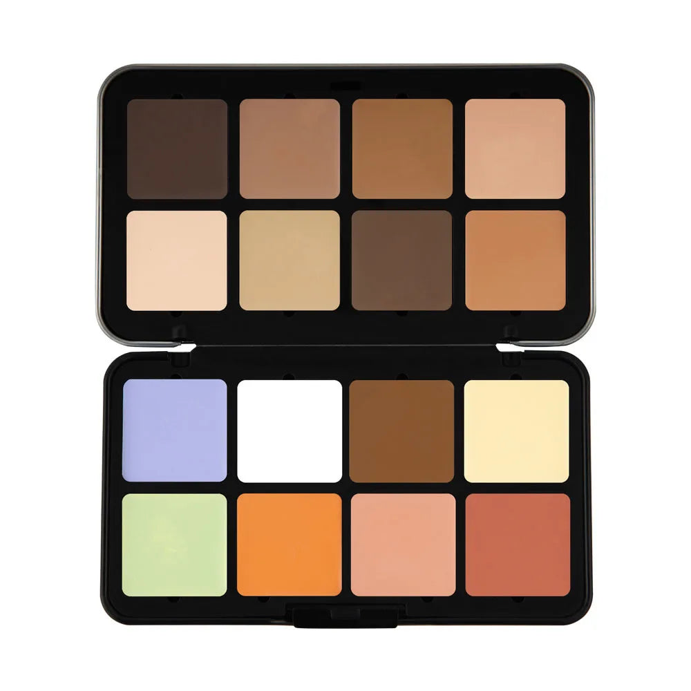 12-Color Blush & Contour Cream Palette - Concealer, Highlighter & Blemish Cover
