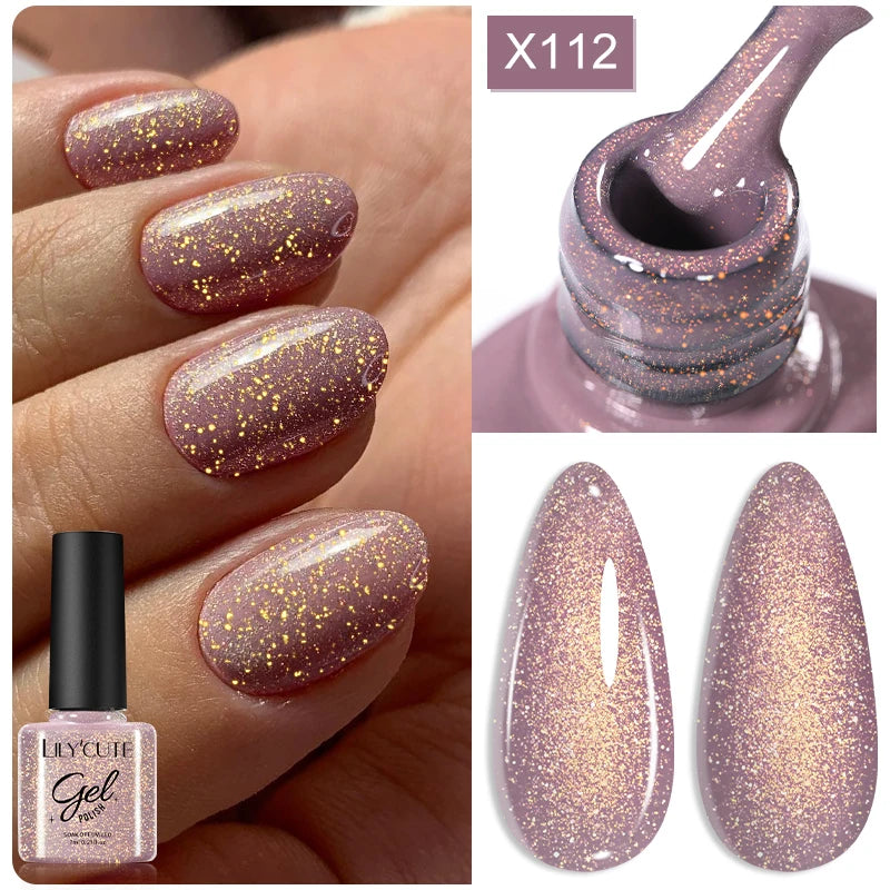 LILYCUTE 5ml Reflective Glitter Liner Gel - Champagne Sparkling Lines for French Nail Art