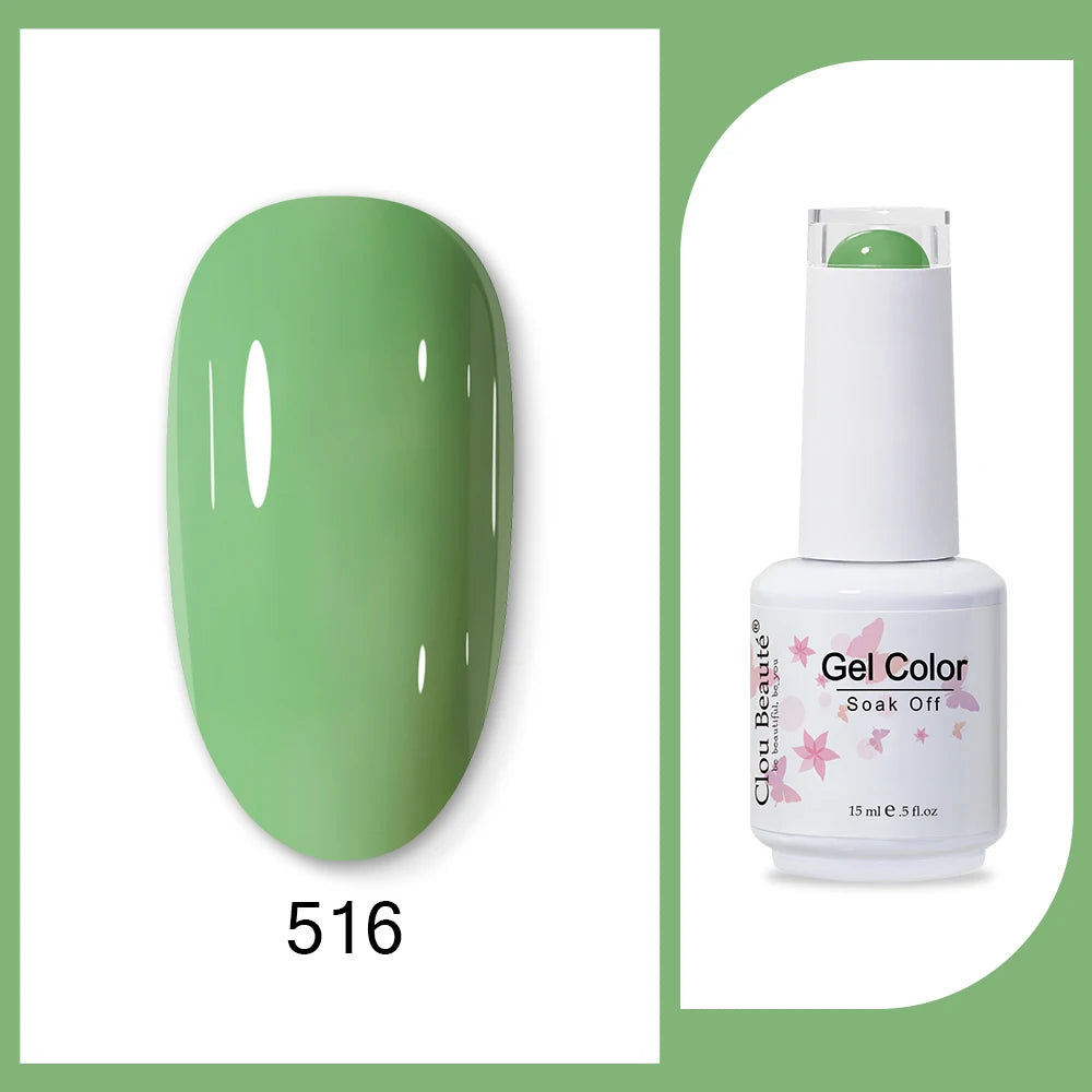 Clou Beaute 15ml HEMA & TPO Free Gel Polish - Army Green Organic Semi-Permanent Nail Art