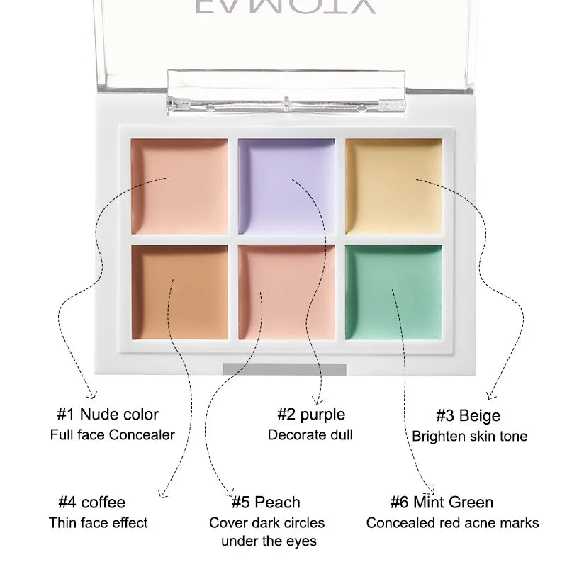Moisturizing Multicolor Concealer Palette - Full Coverage Cream for Dark Circles & Acne