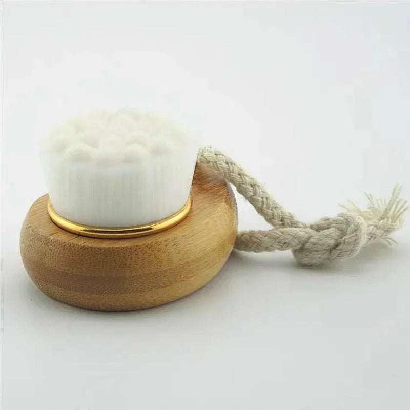 Macroupta Wooden Handle Facial Cleansing Brush - Manual Soft Massager & Pore Clean Tool