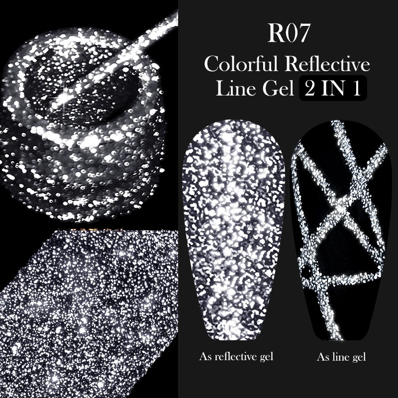LILYCUTE 5ml Metallic Gold & Silver Mirror Liner Gel - Super Bright French Nail Art