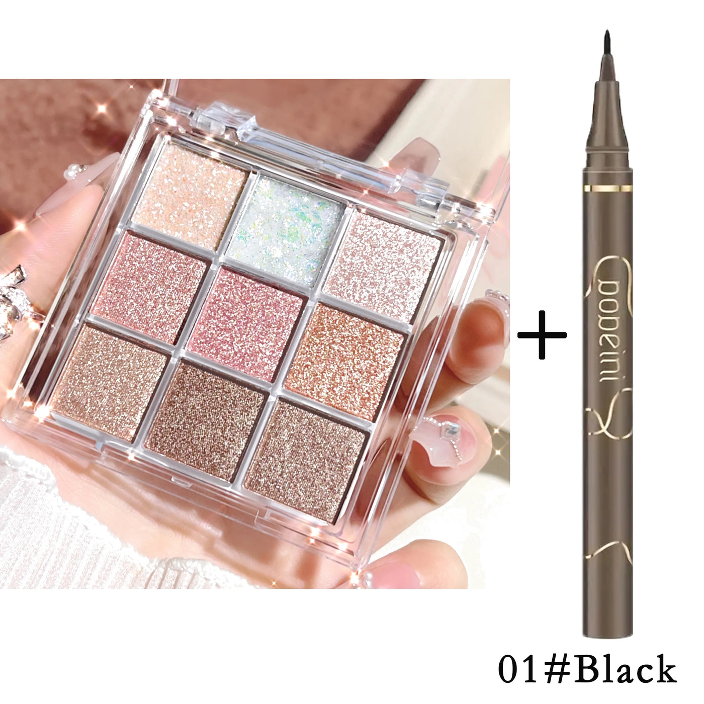 Pearlescent Glitter Highlighter Eyeshadow Palette - Dazzling Sweat & Water Resistant