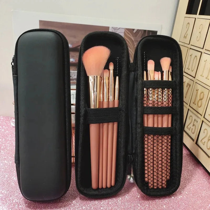 Black Waterproof Double-Zipper Makeup Brush Case - Portable Travel Brush Holder & Storage