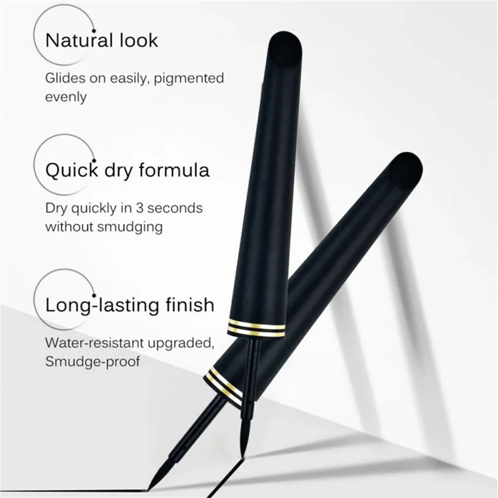 Natural Smooth Black Liquid Eyeliner - Waterproof, Quick-Dry, Non-Smudging Durable