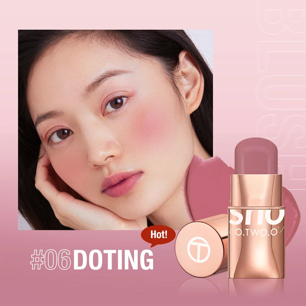 O.TWO.O High-Pigment Blush Stick - Blendable Cream for Lips, Cheeks & Eyes