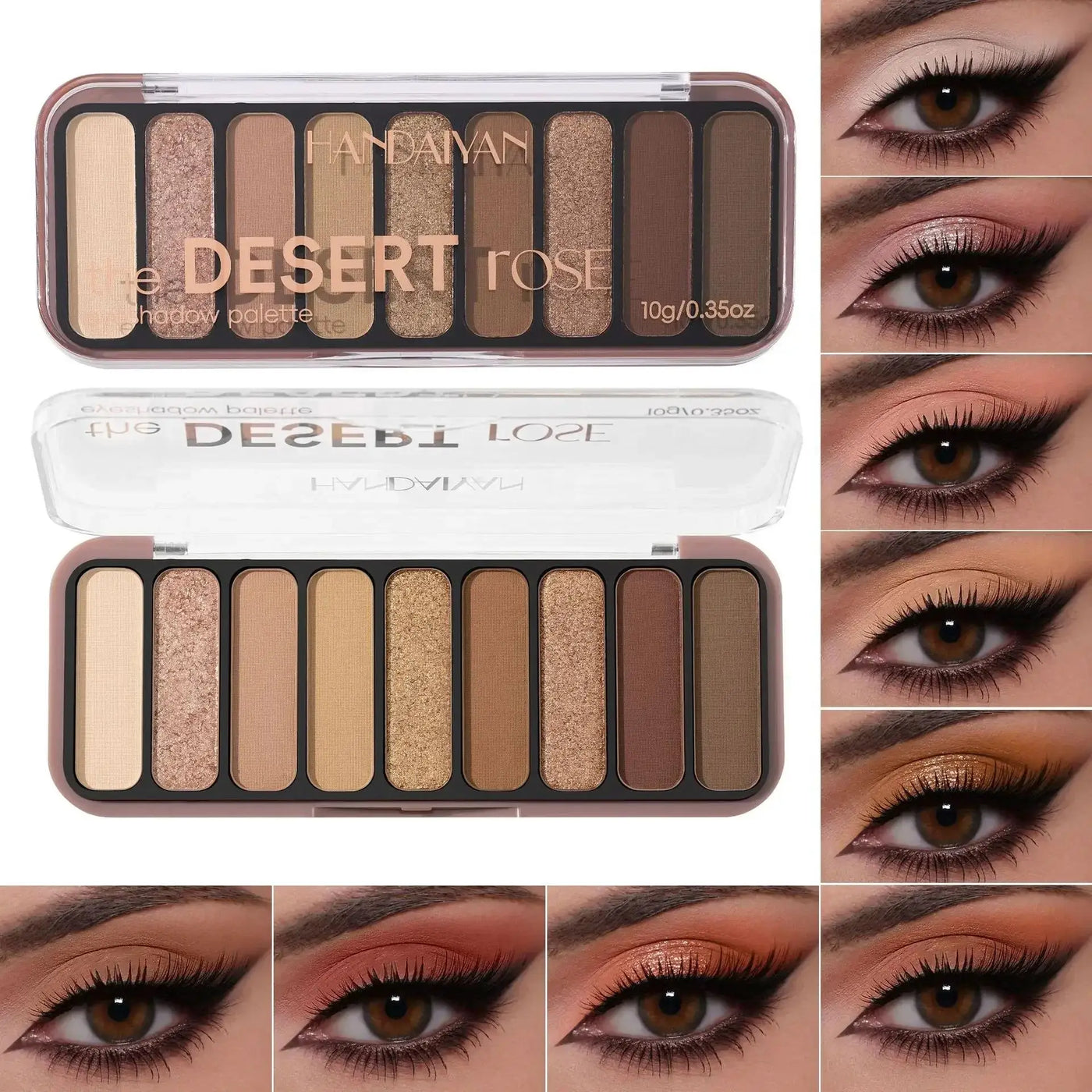 Desert Rose 9-Color Matte Mineral Eyeshadow Palette - High Pigment Natural Earthy Tones