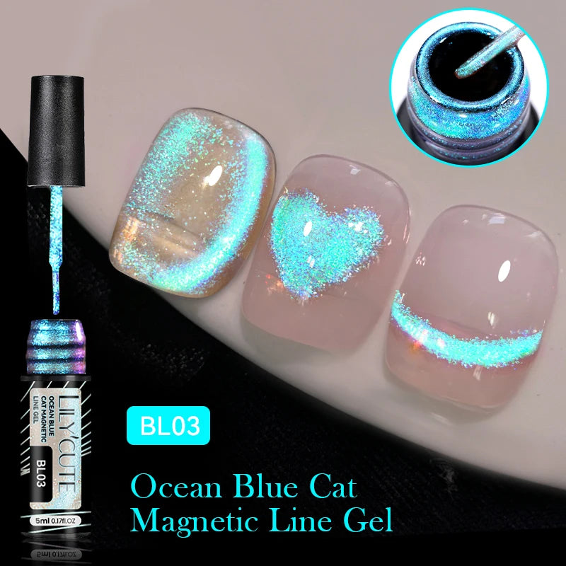 LILYCUTE 9D Cat Eye Magnetic Gel Polish 7ml - Iridescent UV/LED Soak-Off Nail Art