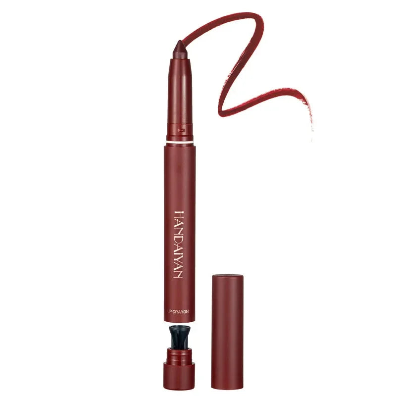 12-Color Pink Velvet Matte Lip Liner Pencil Set - Waterproof Plumping Crayon