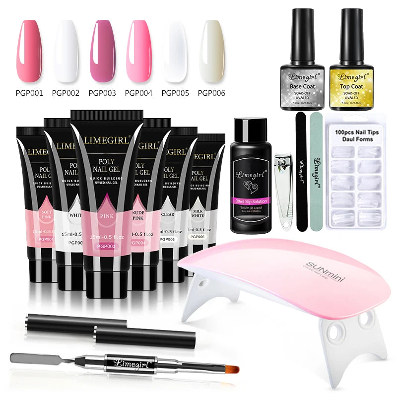 Poly Nail Extension Gel Kit 15ml - CPNP Certified Acrylic Builder Gel for Salon & Home