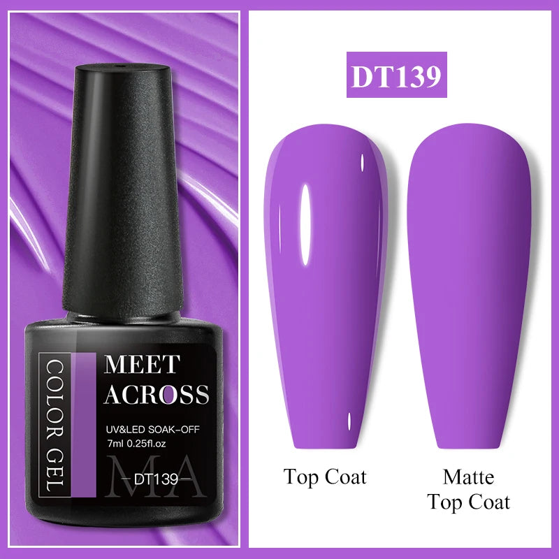 MEET ACROSS 7ml Wine Red Gel Polish - Long-Lasting French Style Nail Art Varnish