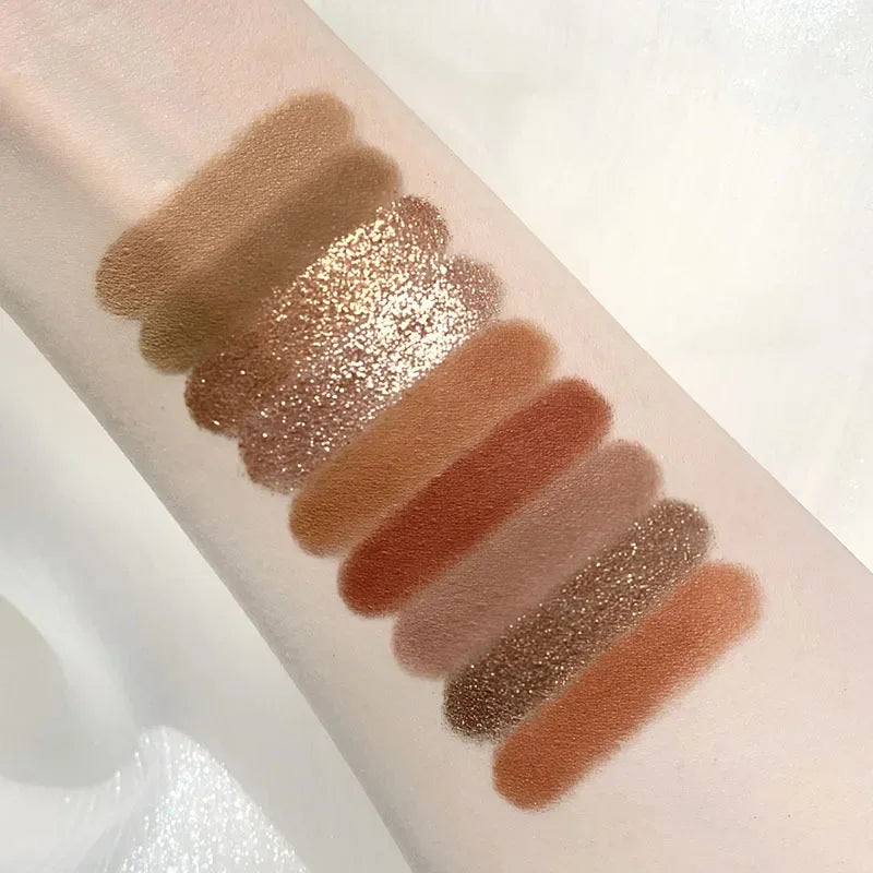 DJBS 9-Color Punk Smokey Glitter Eyeshadow Palette - Cool-Toned Dark & Nude Pigments