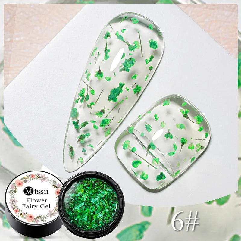 Mtssii Dried Flower Fairy Gel Nail Polish - Natural Botanical Semi-Permanent UV Art