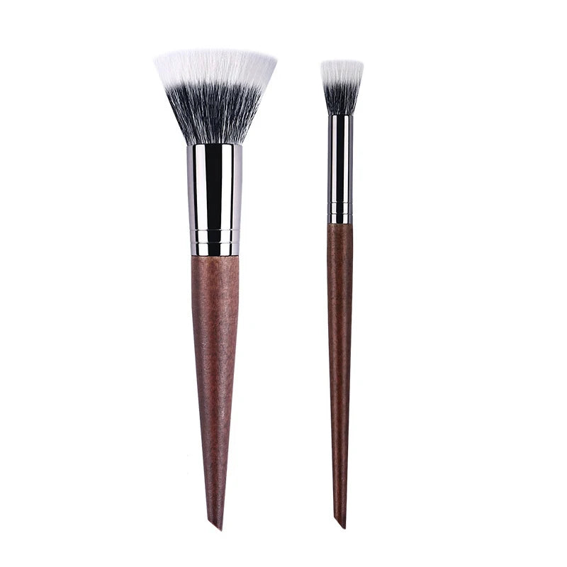 Natural Wood & Goat Hair Stippling Blush Brush - Professional Powder Contour Multi-Function