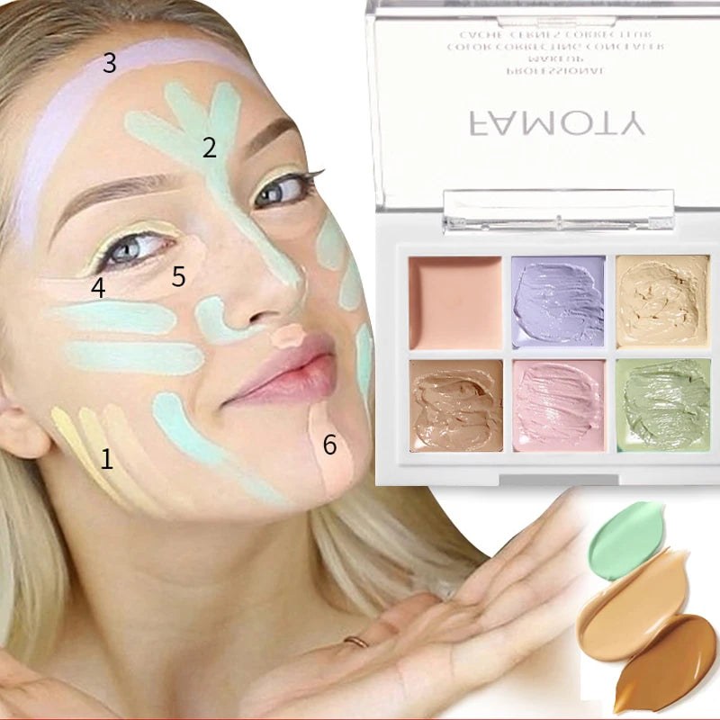 Moisturizing Multicolor Concealer Palette - Full Coverage Cream for Dark Circles & Acne