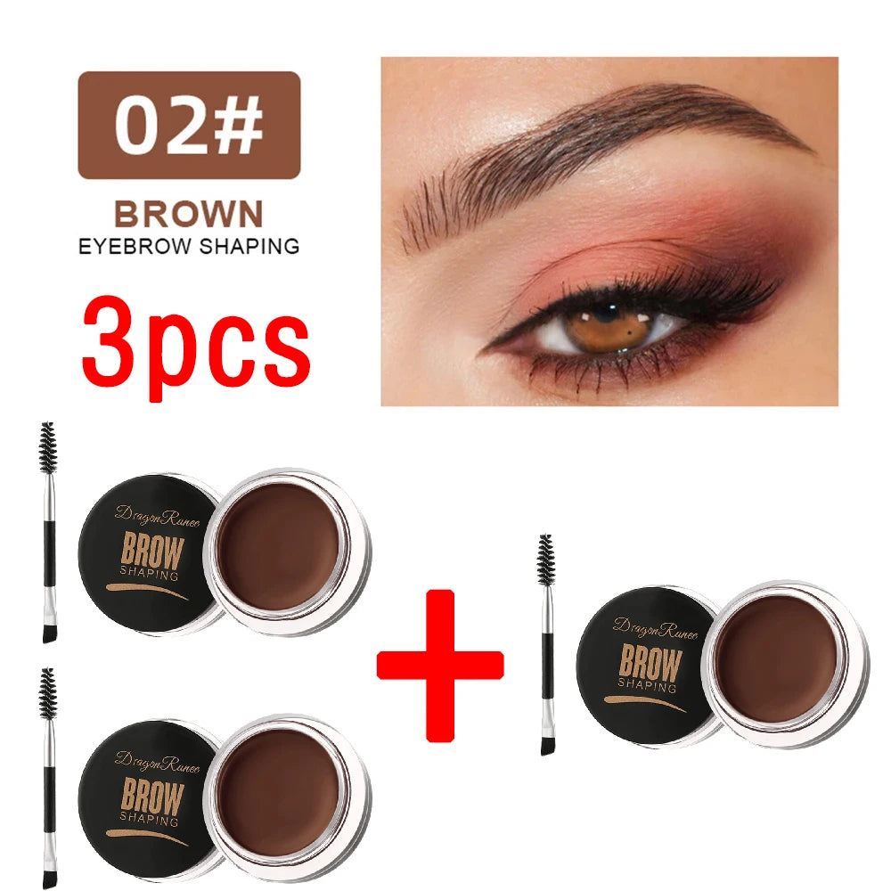3D Wild Eyebrow Cream Gel Wax - Matte Brown & Black Natural Tint Enhancer Set