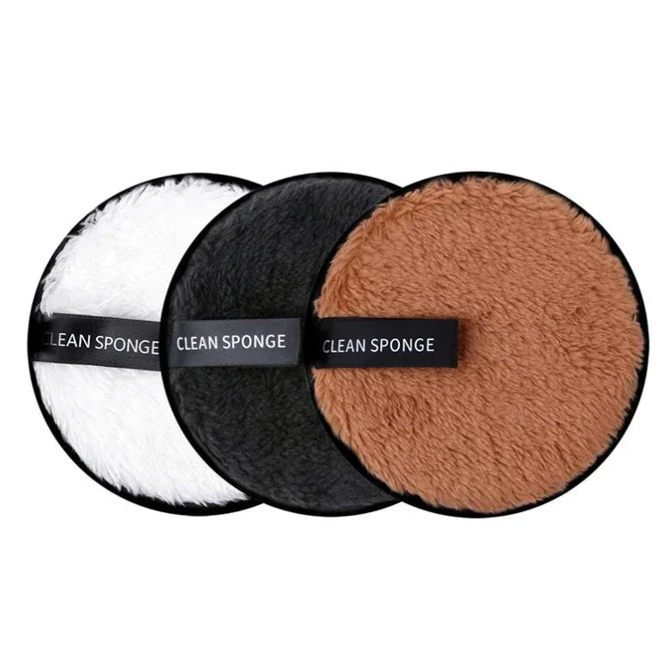 3-Piece Reusable Microfiber Makeup Remover Pads - Washable Cotton Cleansing Sponges
