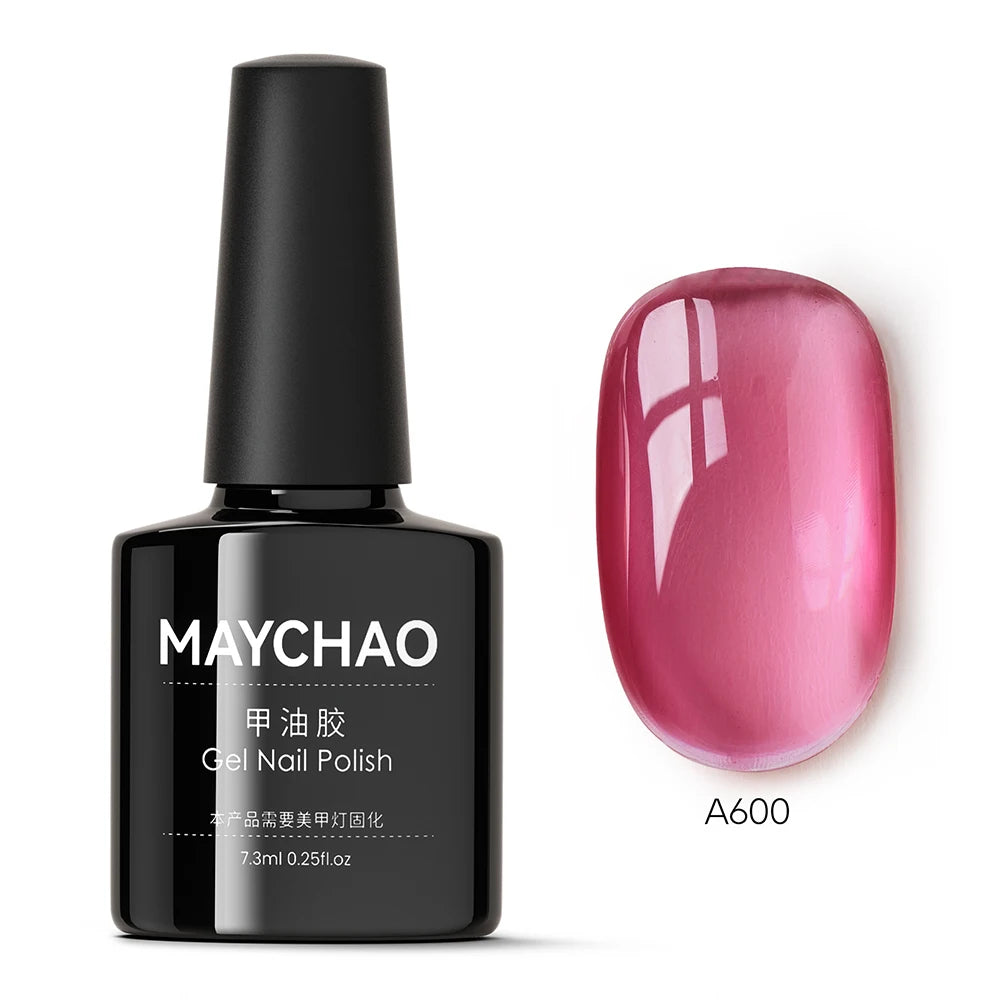MAYCHAO 7.3ml Transparent Jelly Nude Gel Nail Polish - CPNP Certified UV/LED Soak-Off
