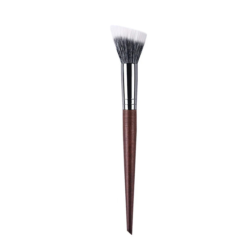 Natural Wood & Goat Hair Stippling Blush Brush - Professional Powder Contour Multi-Function
