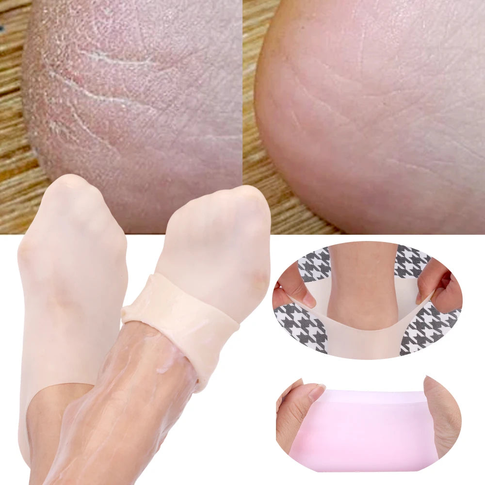 Silicone Moisturizing Foot Spa Socks - Gel Pedicure for Dry Cracked Feet