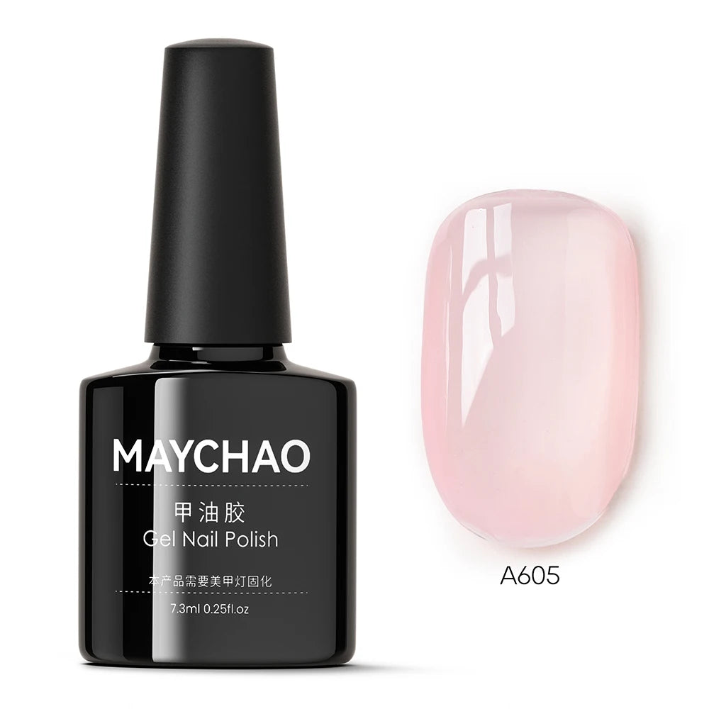 MAYCHAO 7.3ml Transparent Jelly Nude Gel Nail Polish - CPNP Certified UV/LED Soak-Off