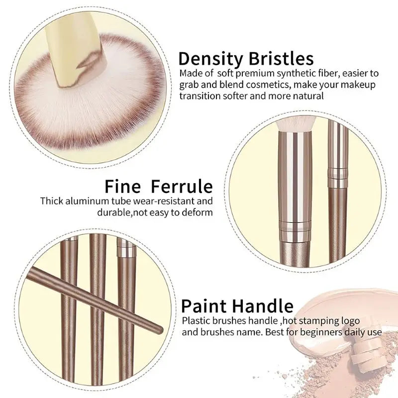 Professional 3-20 Piece Makeup Brush Set - Fluffy Foundation, Eyeshadow & Kabuki