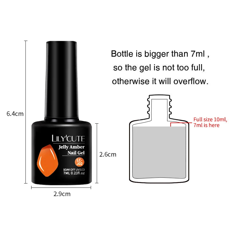 LILYCUTE 7ml Jelly Amber Dark Bloom Leopard Gel Polish - Semi-Permanent UV Nail Art
