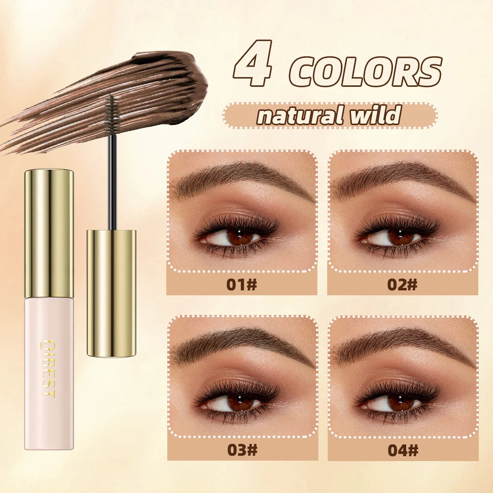 QiBest 4-Color Waterproof Eyebrow Mascara Gel - Long-Lasting Dye Cream with Brush