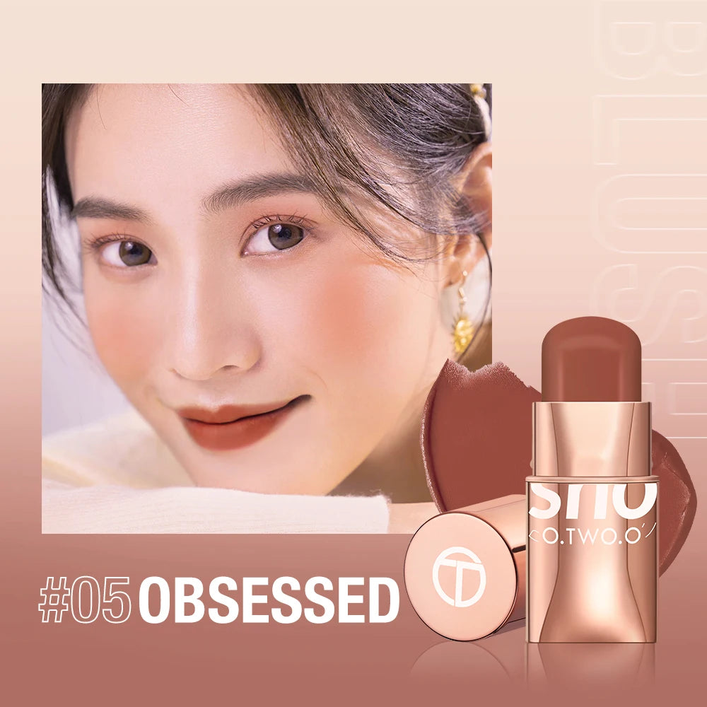 O.TWO.O High-Pigment Blush Stick - Blendable Cream for Lips, Cheeks & Eyes