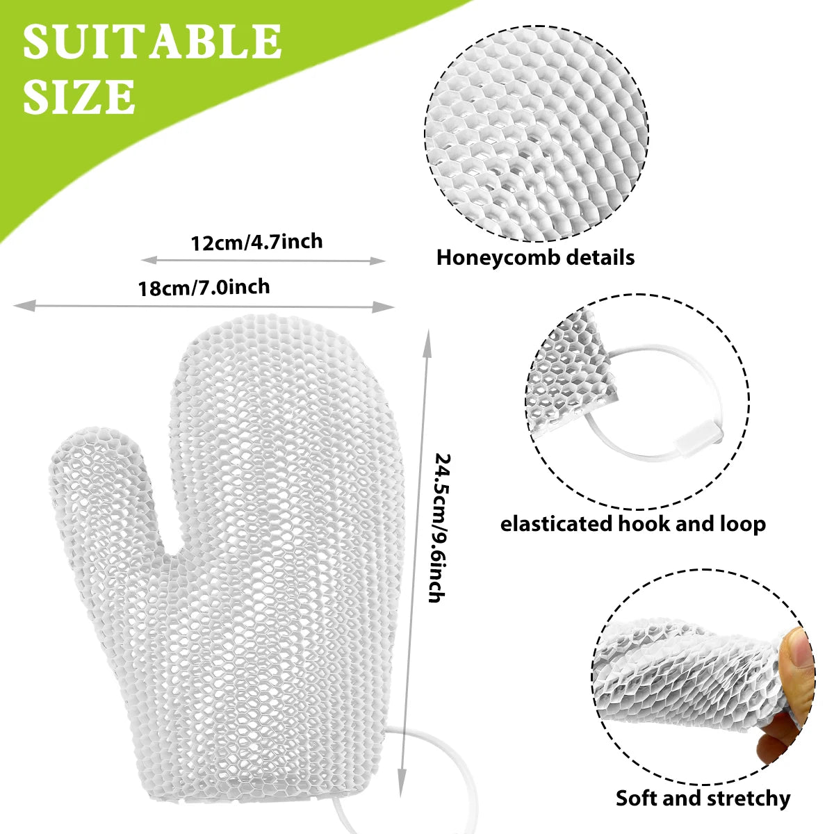 Honeycomb TPU Exfoliating Shower Glove - Antibacterial, High Elasticity Body Scrub