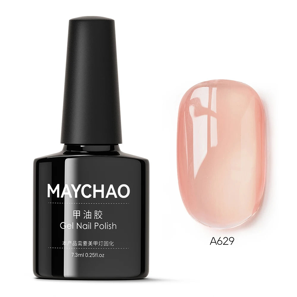 MAYCHAO 7.3ml Transparent Jelly Nude Gel Nail Polish - CPNP Certified UV/LED Soak-Off