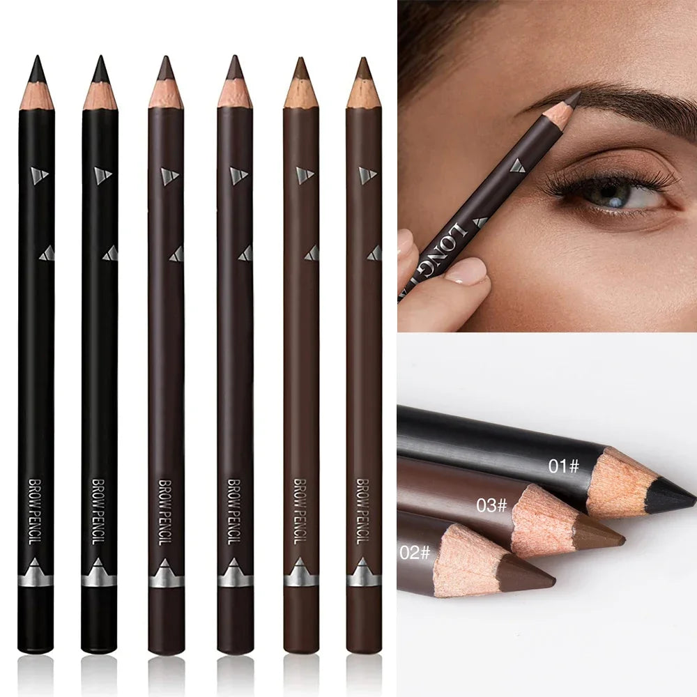 6/12-Pack Waterproof Eyebrow Pencils - Professional Natural Black & Brown Set