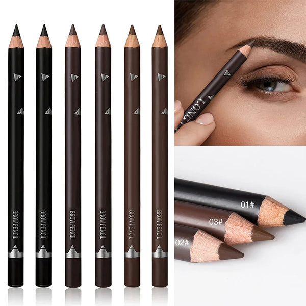 6/12-Pack Waterproof Eyebrow Pencils - Professional Natural Black & Brown Set