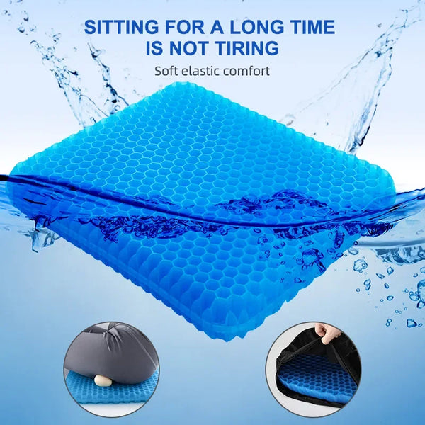 Honeycomb Gel Seat Cushion - Breathable Pressure Relief for Back, Tailbone & Office Use
