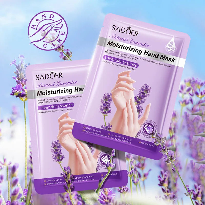 5-Pack Lavender Spa Hand Mask Gloves - Exfoliating, Whitening & Moisturizing