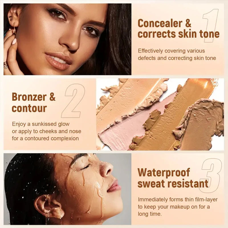 VERONNI 10-Color Concealer & Contour Palette - Matte Coverage for Dark Circles & Tattoos