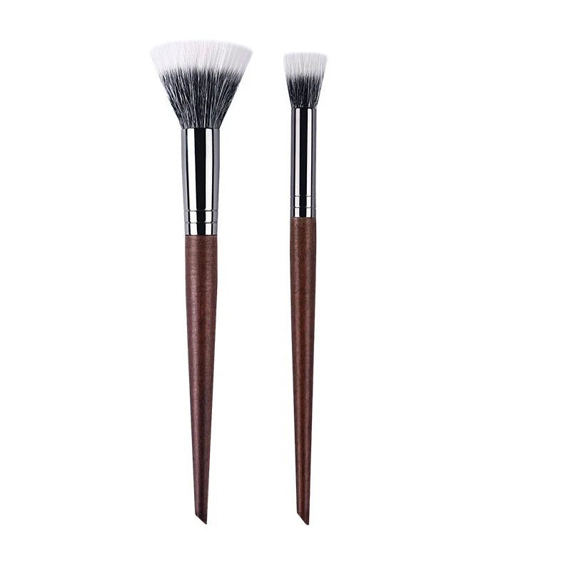 Natural Wood & Goat Hair Stippling Blush Brush - Professional Powder Contour Multi-Function