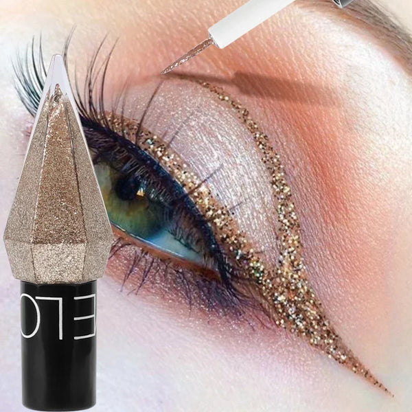 Pudaier Pearlescent Diamond Liquid Eyeshadow Eyeliner - Rose Gold, White & Glitter