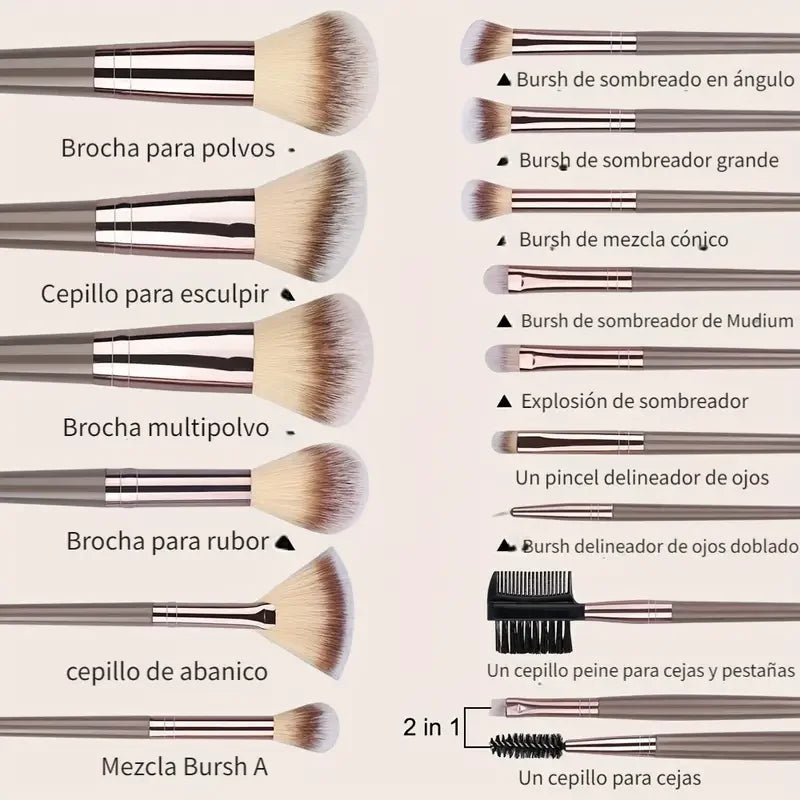 Professional 3-20 Piece Makeup Brush Set - Fluffy Foundation, Eyeshadow & Kabuki