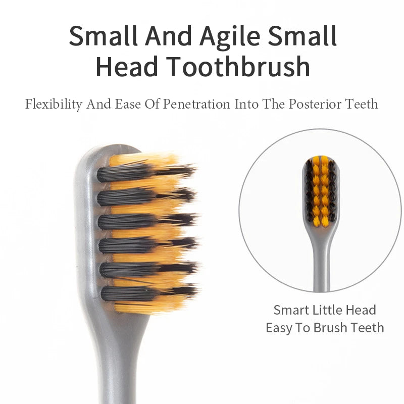 Bamboo Charcoal Toothbrush Set x2 - Ultra-Fine Soft Bristle Adult Family Oral Care