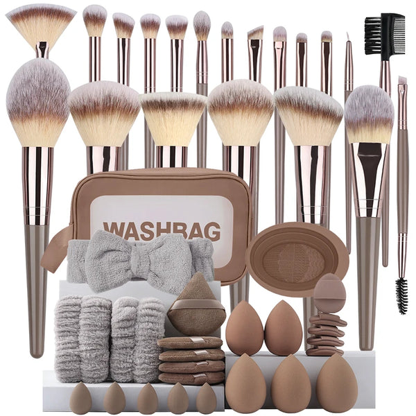 Professional 3-20 Piece Makeup Brush Set - Fluffy Foundation, Eyeshadow & Kabuki